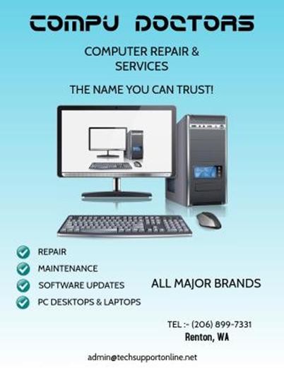 CompuDoctors, Renton, WA, Computer Repair, If we don't Fix it you don't Pay for it.